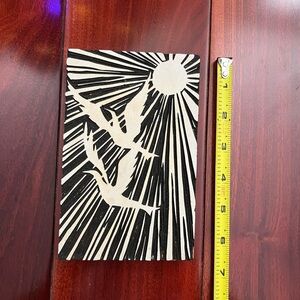 Vintage Wood Block Wolsey Wood Etchings Folk Art, The Sun & Birds Hope Freedom